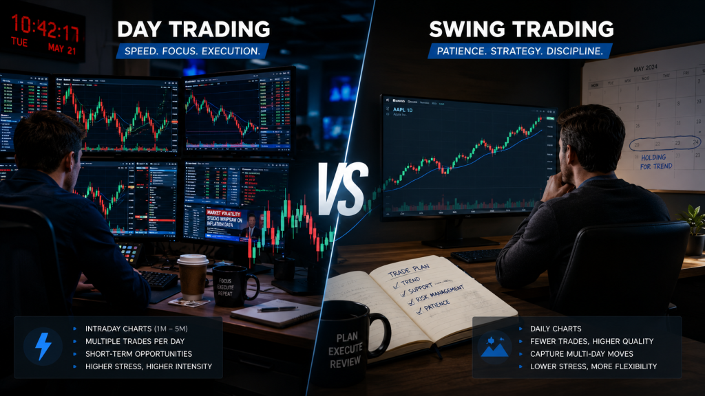 day trading vs. swing trading